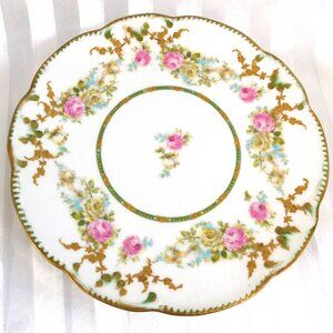 Klingenberg & Dewenger Limoges Plate with Pink Flowers # 24148